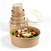 Bols en papier jetables de qualité alimentaire, épaissis, avec revêtement PE, résistants à l'huile et à l'eau, pour restaurant, logo personnalisé disponible