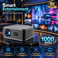 Téléviseur numérique ATSC, meilleur projecteur LCD 4K, 300 pouces, résolution native 1080p, Android intelligent, WiFi, mise au point automatique, distributeurs de marques OEM