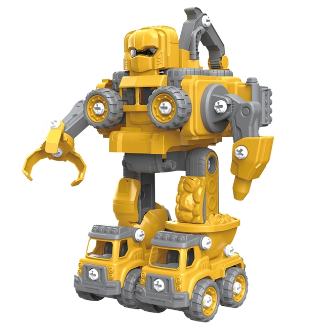 5 in 1 DIY Educational Transform Toy Deformation Robot With Light & Sound Deformation Car Construction Play Set Gift for Kids