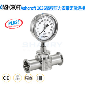 Manomètre à diaphragme sanitaire Ashcroft 1036 en acier inoxydable avec raccord radial et axial - Product Image 4