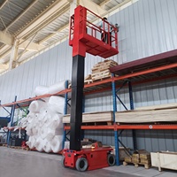 Plateforme élévatrice verticale autopropulsée électrique avec garde-corps de sécurité, hauteur de travail 5,6m-8m, capacité de charge 159-227kg pour usage industriel