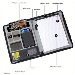 New Product Office School Branded Power Bank <b>Folders</b> With LED Light <b>A4</b> Custom Logo Notebook for Employee Incentives - Product Image 5