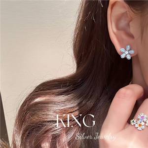King Silver Jewelry Flower Pendant <b>Necklace</b> Micro Insert Sterling Silver Women's Everyday Wear Leisure - Product Image 5
