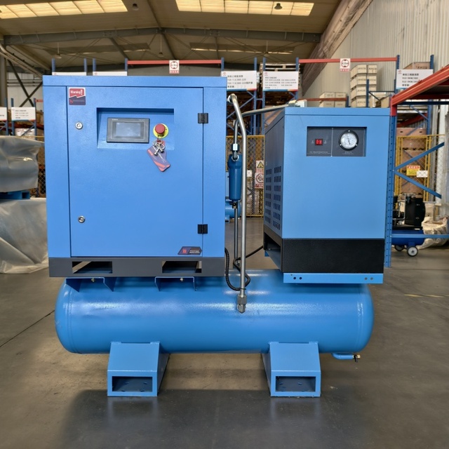 New Design 4in1 200/340L Tank Industrial Rotary Screw Air Compressor Stationary Lubricated Integrated Air Dryer