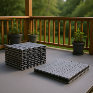 Baldosas de Patio Encajables WPC 12x12 Gris Mate Antideslizantes para Exteriores, Instalación con Sistema de Clic, Diseño Moderno, Imitación Madera Sólida - Product Image 2