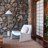 Nordic Comfy Lounge Salon Chaises d'Appoint Modernes Meubles Rembourrés Boucle Tissu Salon Chaise Avec Pouf