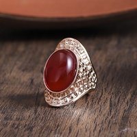Bague en pierre naturelle de style palais vintage pour femme, bagues statement ovales exagérées en améthyste et agate, bijoux de mode bohème de luxe