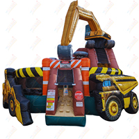 Zhenmei Construction Excavatrice Gonflable Videur Glissière Combo Chariot Élévateur Chargeur Bulldozer Maison de Rebond Château Sautant