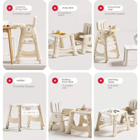 Chaise haute convertible 6-en-1, chaise haute pour bébé avec dossier réglable, plateau amovible, roulettes et fonction multi-modes