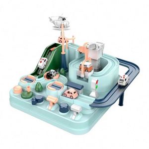 Jouets éducatifs Montessori pour enfants, circuit de course de voitures à construire avec des tuiles magnétiques - Product Image 4