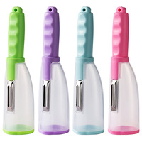 Boîte de rangement multifonctionnelle en plastique d'acier inoxydable Accessoires de cuisine Éplucheur de pommes de terre de fruits de melon Légumes ménagers