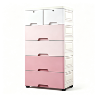 Nouvelle commode à 5 tiroirs en plastique rose et blanc pour le rangement des vêtements dans la chambre