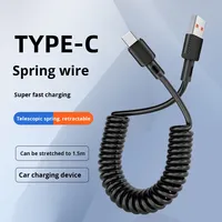 Câble de charge rétractable Type-C pour voiture, en TPU, compatible avec les téléphones portables et les batteries externes, charge rapide et transfert de données