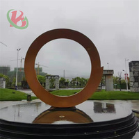 Fontaine d'eau de jardin en acier corten, table d'eau ronde en métal durable avec cascade, bassin et fontaine