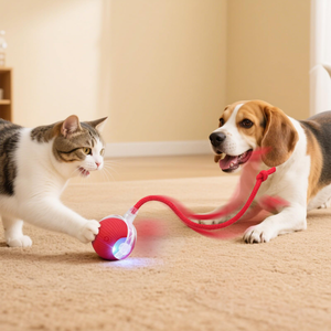 Modern USB Rechargeable Silicone Plastic Smart Teaser Ball Tassel Stick Automated Self-Rotating Rolling Eco-Friendly Indoor <b>Cats</b> - Product Image 5