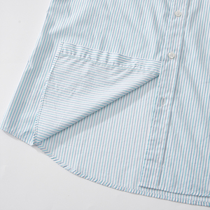 Customized Logo Full Sleeve Men's Shirts with Turn Collar 100% Cotton Formal Autumn Striped Pattern <b>Yarn</b> Dyed Embroidery Pocket - Product Image 6