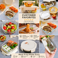 Boîte à lunch en verre borosilicate de haute qualité avec couvercle en plastique, empilable, anti-fuite, pour le stockage des aliments, saine, compatible micro-ondes et four