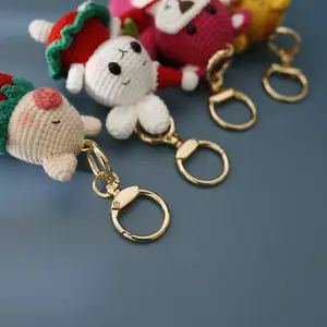 Mini tığ kanca anahtar zincirleri DIY tığ anahtarlık el yapımı 3D Anime karakter karikatür tığ yün Plushies anahtarlık çocuk hediyeler