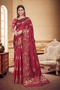 Latest Design Gajri Silk <b>Saree</b> With <b>Golden</b> Border And Embroidery Design <b>Saree</b> with Blouse Material For Wedding Wear - Product Image 2