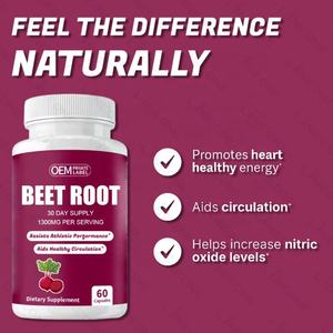 Cápsulas de raíz de remolacha de etiqueta privada Cápsulas puras de polvo de raíz de remolacha sin OGM y sin gluten para inmunidad digestiva atlética - Product Image 4