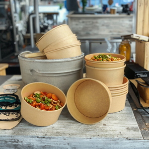 550-1500ml phân hủy sinh học giấy <span class=keywords><strong>kraft</strong></span> Bát <span class=keywords><strong>salad</strong></span> Takeaway bao bì thực phẩm <span class=keywords><strong>container</strong></span> - Product Image 3