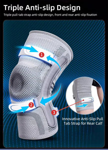 Genouillère de soutien professionnelle avec sangle rotulienne et stabilisateurs latéraux, manchon de compression pour le soulagement des déchirures du ménisque - Product Image 4
