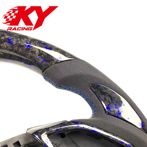Volant de direction personnalisé de style sportif bleu en fibre de carbone forgée pour Chevrolet Camaro Corvette C6 C7 C8 Intérieur de voiture - Product Image 2