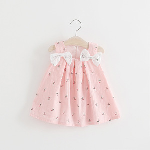 Vestidos para Niñas E2woo, Ropa Infantil Coreana 2022, Vestido de Verano para Niñas, Color Sólido, Lazo en el Hombro, Estampado Floral - Product Image 3