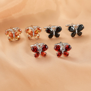 Boutons de manchette en laiton plaqué argent avec zircon, motif papillon tendance, gravure personnalisée du logo, pour chemise à poignets mousquetaires, cadeau de fiançailles - Product Image 5