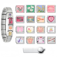 Groothandel Italiaanse Charm Armband Y2K Romantische roze Schattige Italiaanse Armband Schakel Roestvrijstalen Sieraden voor Vrouwen Valentijnscadeau