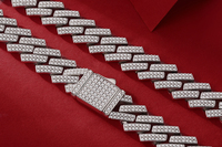 Chaîne Miami Cuban Link en moissanite, sertie de diamants, 2 rangées, 14 mm, VVS, certifiée GRA, hip hop, argent sterling 925, bijoux fins, collier pour homme