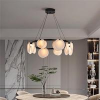 Lampe suspendue créative pour salon minimaliste, design loft rond, abat-jour en verre givré nordique, luminaire suspendu LED pour plafond