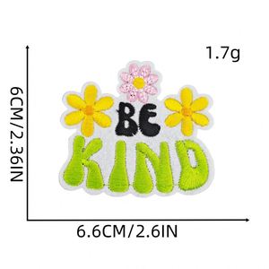 New Iron on Embroidery Spring Color Warm Phase Letter Good Day Good Vibes Patch for Kids Clothes Hat Decoration Gift - Product Image 4