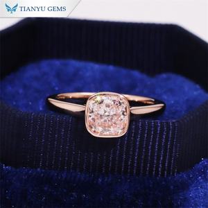 Tianyu Gems 1ct Pink Lab Diamond Ring Coussin Cut avec Lunette Setting Bijoux élégants - Product Image 3