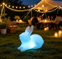 CAIQI Lampe LED Lumineuse Lapin Étanche Rechargeable Multicolore Décoration Extérieure Halloween Noël Paysage