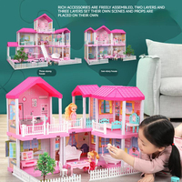 Maison de Poupée, Jouet pour Enfants de 3 4 5 6 Ans, pour Filles, Maison de Jeu à 3 Étages et 6 Pièces avec 2 Figurines de Poupées