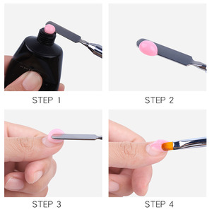Pinceau à ongles double tête 2-en-1 avec spatule de mélange de gel et stylo applicateur à manche métallique pour manucure en salon - Product Image 6