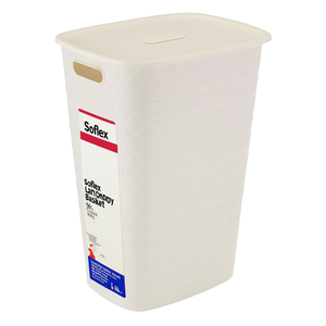 Recycled plastic <b>laundry</b> <b>basket</b> (56Lt) SOFTEX Chalk <b>white</b> K258692 - Product Image 3
