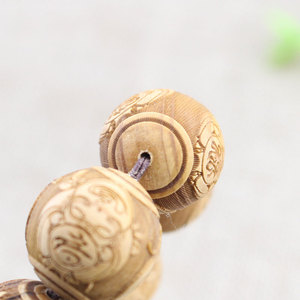 Bracelet en bois de cyprès Taihang, perles bouddhistes sculptées, symboles porte-bonheur, longévité, unisexe, cadeau pour cérémonie religieuse - Product Image 4