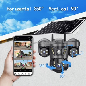 Three Lens Solar IP <b>Camera</b> 4G SIM Outdoor 8K 15MP Three Screen Wifi PTZ Solar Panel Color Night Vision Home Surveillance Cameras - Product Image 6