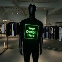 T-shirts personnalisés avec logo phosphorescent, impression en gros, 100% coton, haute qualité, design vierge, fournisseur de vêtements, fabricant de vêtements