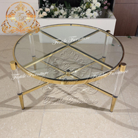 Table basse ronde en verre avec Design acrylique et métal