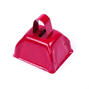 Wholesale Custom Logo Printed Sport Game 3 Inch Metal Cow Bell Noise Maker With Handle Metal Cowbell