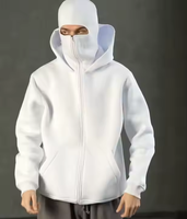 Sudadera con capucha con logotipo personalizado bordado para hombre, pasamontañas de gángster, jersey con cremallera completa de doble capa, diseño de talla grande en 3D