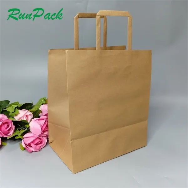 सस्ते तेल सबूत थोक भोजन वितरण पैकेज रेस्तरां खानपान बाहर ले takeaway शॉपिंग वस्त्र ब्राउन क्राफ्ट पेपर बैग