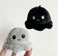Mignon Pendentif Décoratif en Fourrure pour Sac à Dos, Breloque de Sac à Dos Pieuvre à Visage Transformable, Porte-clés de Couple, Accessoire Créatif pour Sac
