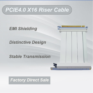 4+1 Dubbele Reverse 90 Graden PCIe 4.0 X16 Verlengkabel Wit Hoge Snelheid Riser GPU Kabel EMI Afgeschermd Flexibel Verticaal - Product Image 2
