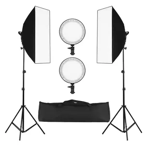 Photography Bi-color Led 50x70cm Softbox Lighting Kit 45w Dimmable Led Light Head 3000k - 5500k With Photo Light Stand