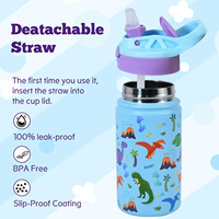 Bouteille d'eau isotherme 5D pour enfants de 12 oz avec couvercles colorés pour impression, vente en gros