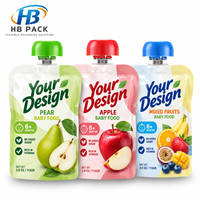 Pochettes de purée de fruits pour bébé avec bec verseur, pour 6 mois et plus, pochette autoportante, sans sucre ajouté, haute barrière, bouchon refermable, impression personnalisée